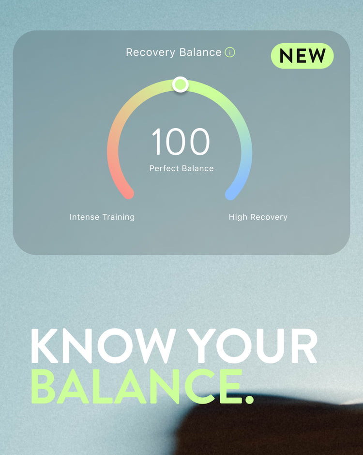 Reboots App: Recovery Balance Score mit Anzeige 100 als perfekte Balance zwischen intensivem Training und viel Erholung, Know your Balance