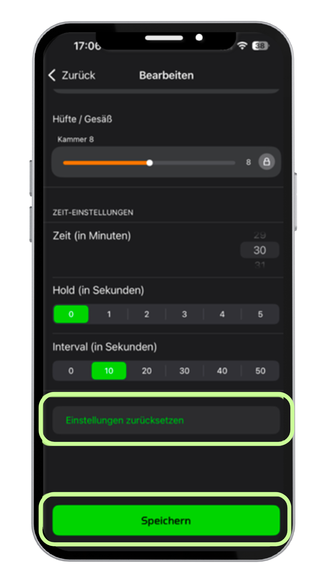 Program Designer App finales Speichern oder zurücksetzten
