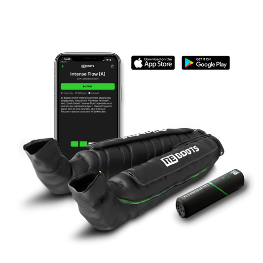 Reboots: Presoterapia Go Lite, 4 cámaras con pants completos o botas, 7 programas de masaje, conexión bluetooth y app.