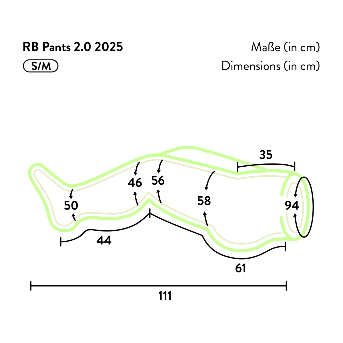 S/M (inside leg length up to 84 cm)