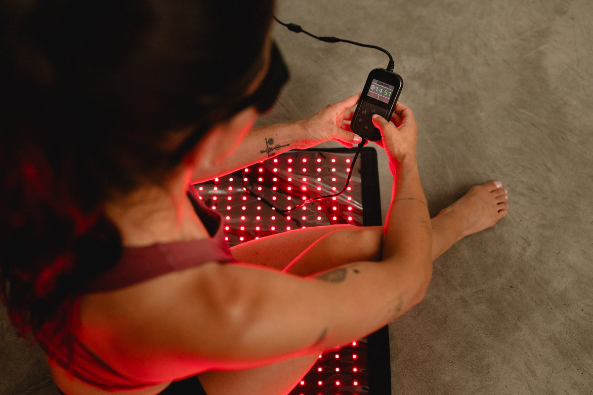 Reboots Relight Mat Fernbedienung mit Timer-Anzeige während der Anwendung im Sitzen