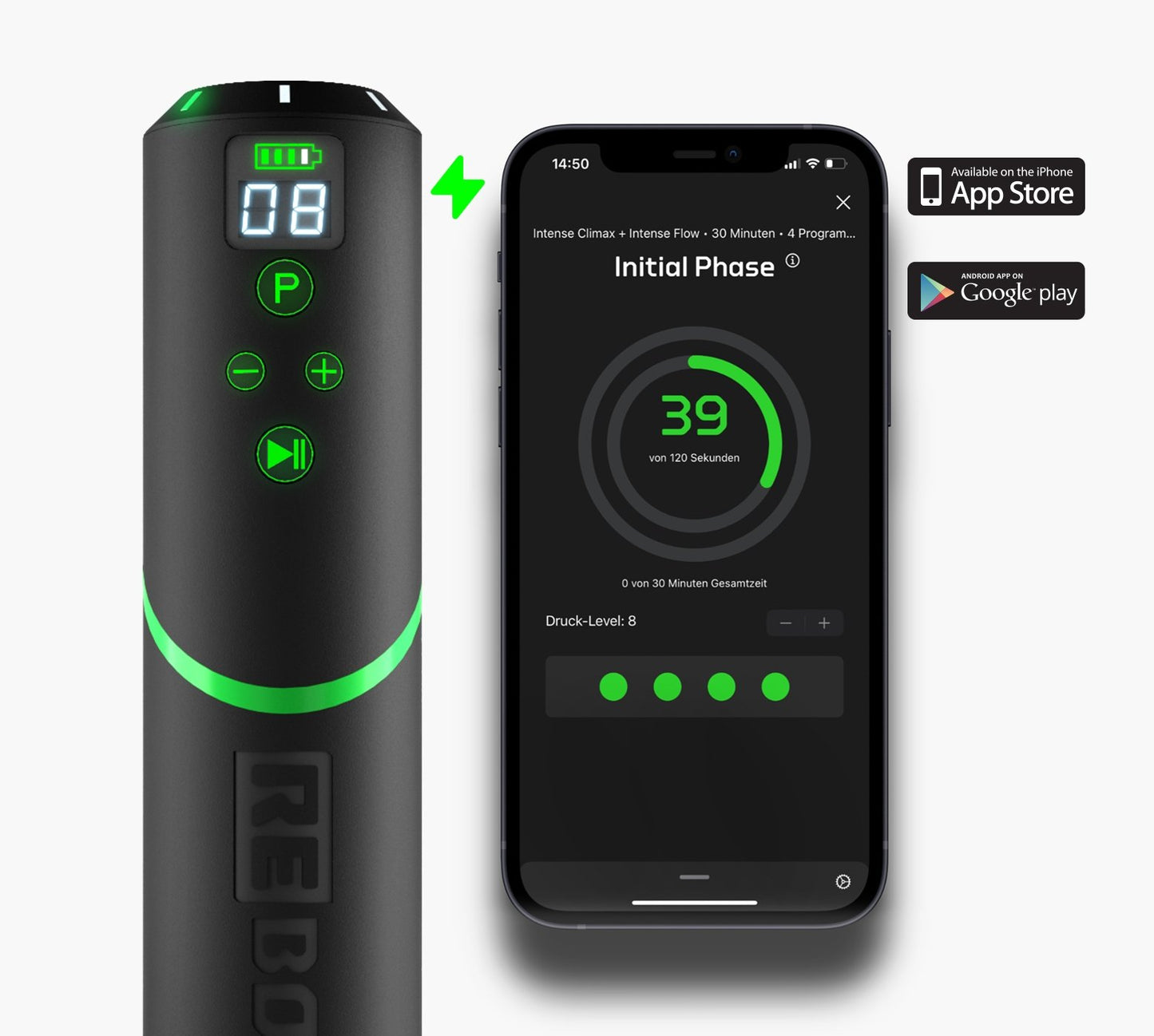 Reboots: GO Lite la presoterapia con conexión Bluetooth y control del dispositivo a través de la APP.